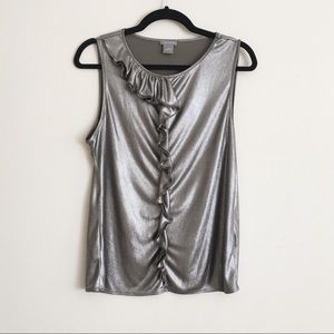 Ann Taylor • Ruffle Metallic Tank